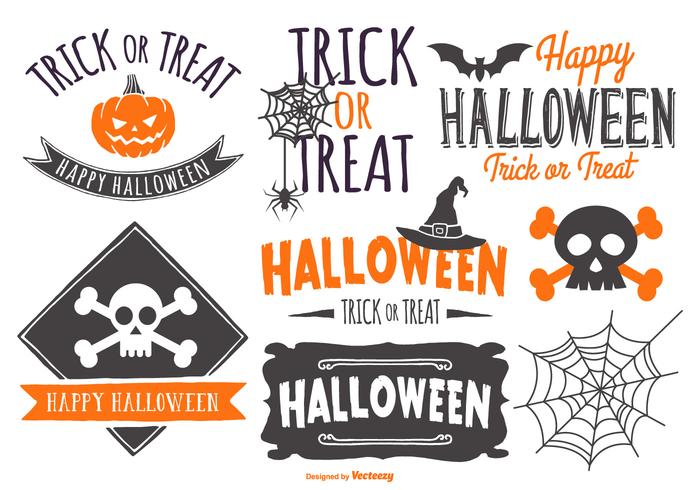 Sketchy Typographic Halloween Label Collection vector
