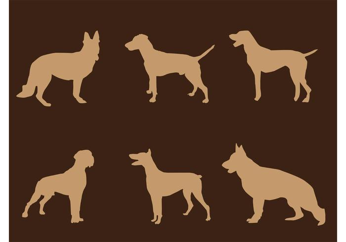 Standing Dog Silhouettes  vector