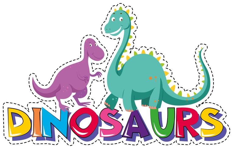 Sticker template for word dinosaurs vector