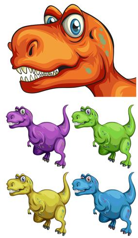 T-Rex in different colors vector