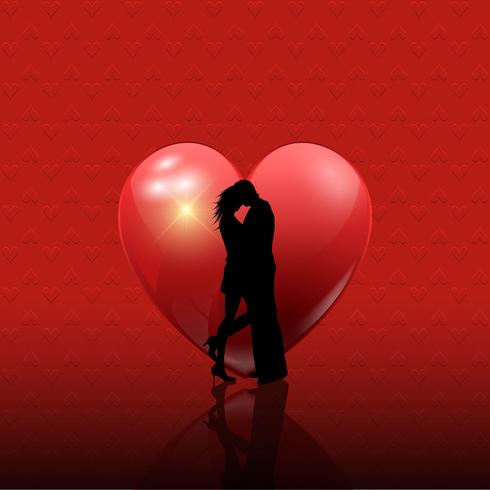 Valentine's couple on heart background  vector