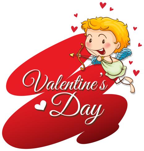 Velentine card template with cute cupid vector