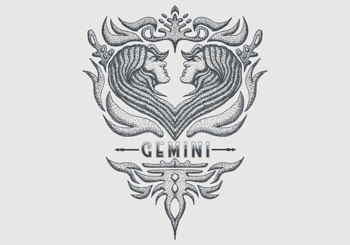 vintage gemini zodiac sign vector