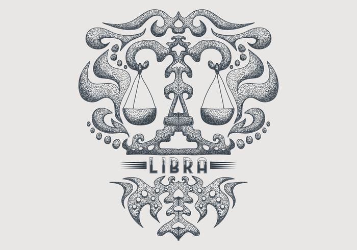 vintage libra zodiac sign vector