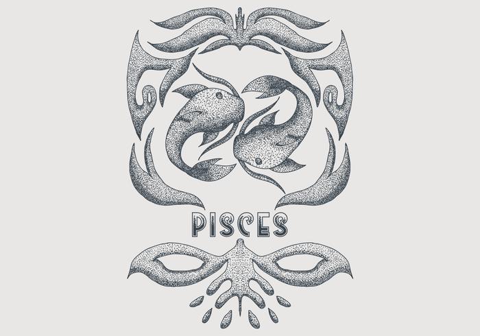 vintage pisces sign decoration vector