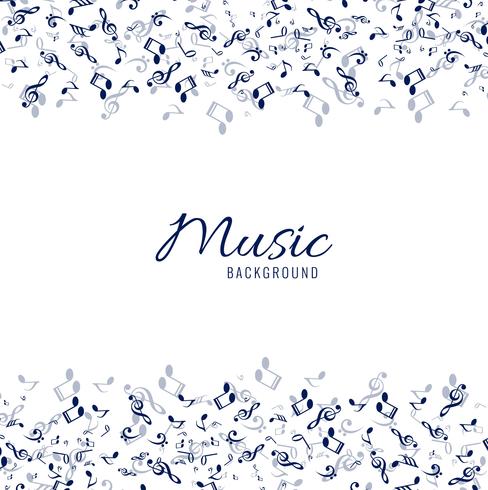 White musical background with blue notes vector