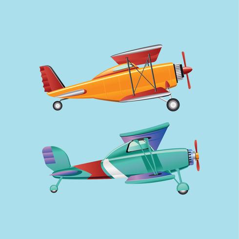 Vintage Aircraft Biplane Planes Set vector