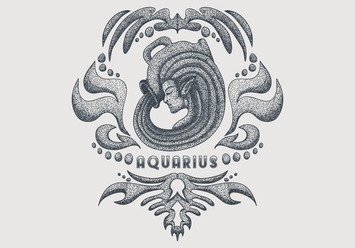 vintage aquarius zodiac sign vector