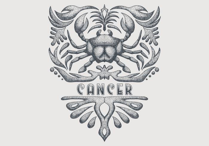 vintage cancer zodiac sign vector