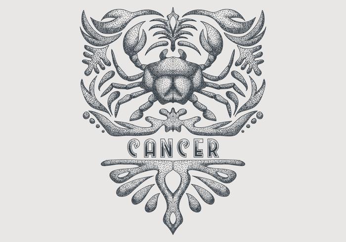 vintage cancer zodiac sign vector