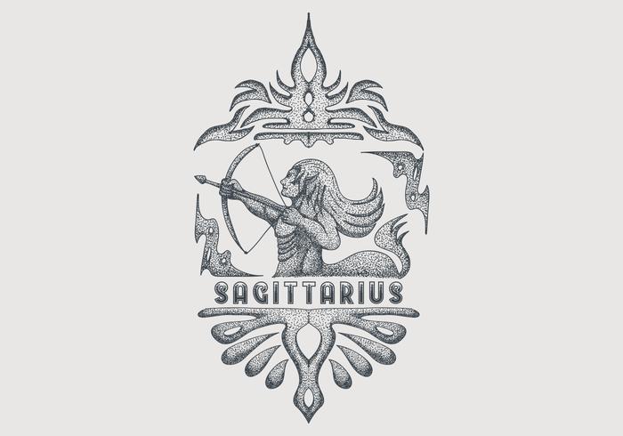 vintage sagittarius zodiac sign vector