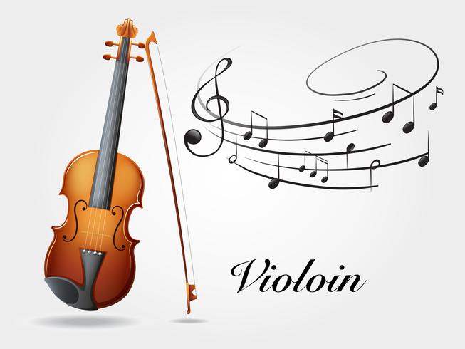 Violin and music notes on white vector