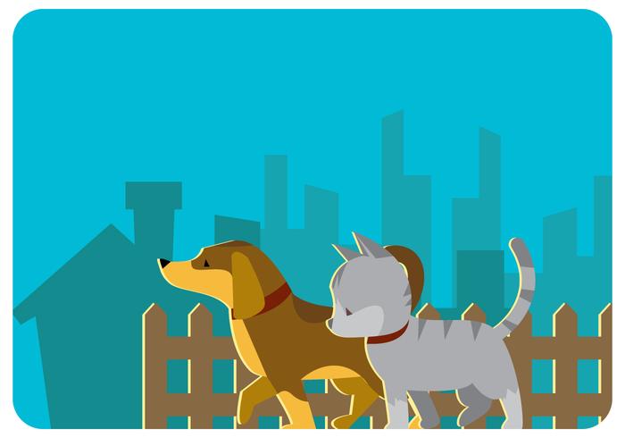 Walking Puppy and Kitty Vector