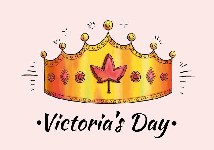 Watercolor Canadian Crown To Celebrate Victoria's Day Vector 
