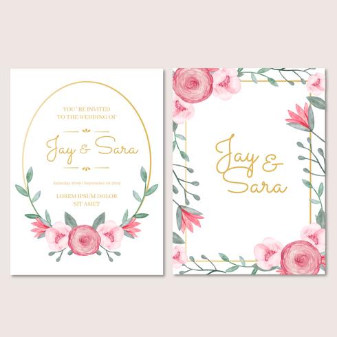 Wedding Invitation Template With Flowers vector