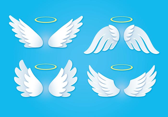 White Angel Wings With Golden Halo vector